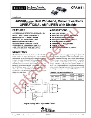 OPA2681N datasheet  